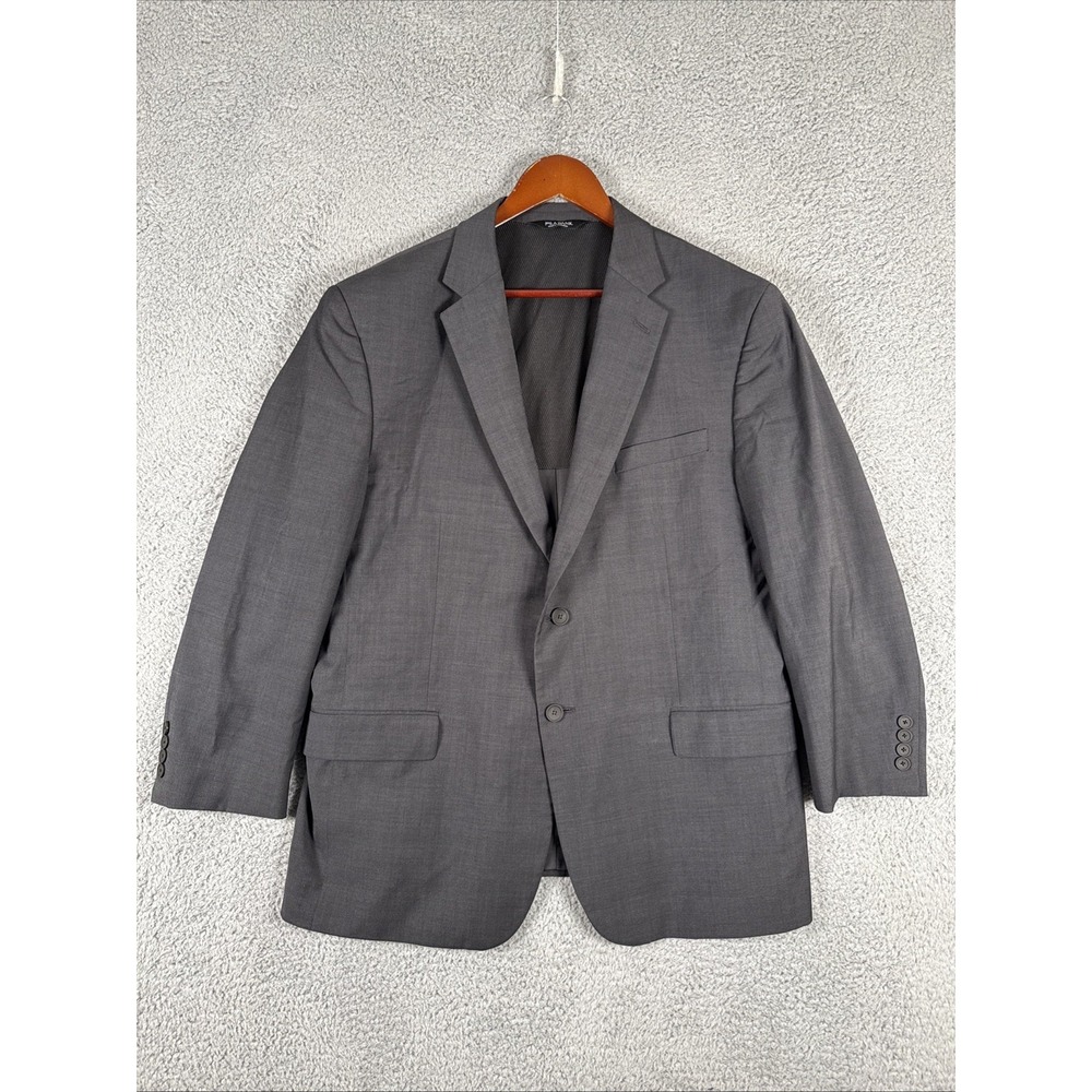 Jos A Bank Men's‎ Traveler Suit Charcoal Dark Gray  48R Pants 38x27 Solid Wool